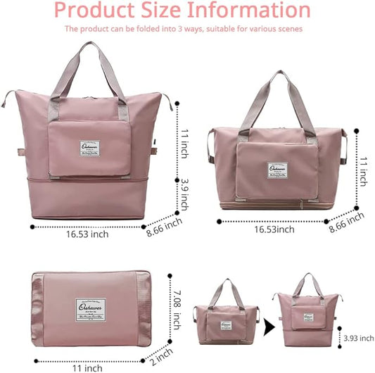 Large Capacity Foldable Travel Bag Expandable Portable Carry on Bag Dry&Wet Separation Sports Duffel Bags