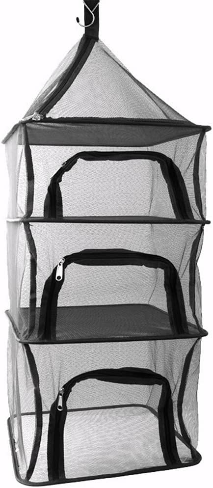 Desy & Feeci Camping Dry Net-4 Layer Outdoor Hanging Foldable Drying Rack, Camping Organizer Mesh Dryer Storage for Home Picnic BBQ Tableware/Dishes/Food/Vegetables/Fruit/Clothing (Black-Rectangle)
