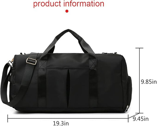 Blackwheel Sports Gym Bag With Shoe Bag Wet Bag Duffle Bag Waterproof Travel Bag for Women Men Black 29L