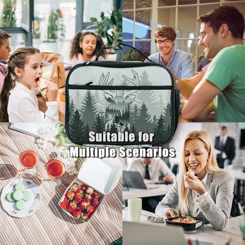 Camo Deer Lunch Bag Insulated Reusable Lunch Box Kids Girls Boys Cooler Thermal Tote Bag For Men Women School Work Picnic