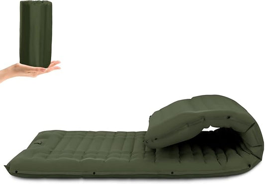 Inflatable Camping Sleeping Pad with Pillow, Thick 4.5 Inch Portable Sleeping Pad, Lightweight Sleeping Mat for Camping, Backpacking, Hiking