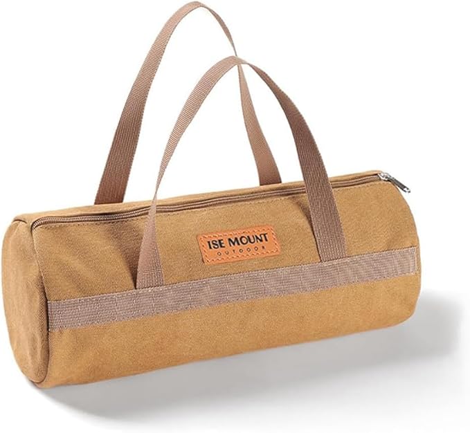 Tent Stakes Bag,Canvas Camping Storage Bags Essentials Accessories Tools Hiking Hunting Gear（Brown 40CM）