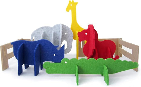 Cate and Levi Zoo Travel Toy for Kids - 3D Felt Craft Kit Puzzle Games for Kids - Learning Educational Toys for Toddler Imaginative Games Play Creative Thinking Suitable for Ages 1 to 5 Years