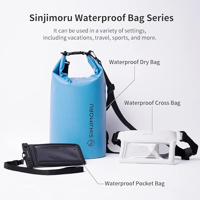 Sinjimoru Clear Waterproof Fanny Pack, Adjustable Strap Floating Crossbody Waist Belt for Swimming Paddling Snorkeling, Lockable Travel Beach Bag - Black
