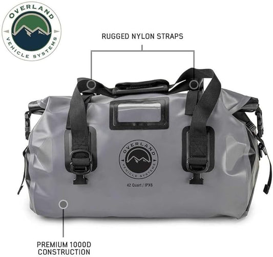 Overland Vehicle Systems Portable Dry Storage Bags (42 Quart Capacity) - Premium 1000D Construction - IPX6 Rated Waterproof Dry Bag - Heavy Duty Buckles with Robust Nylon Straps