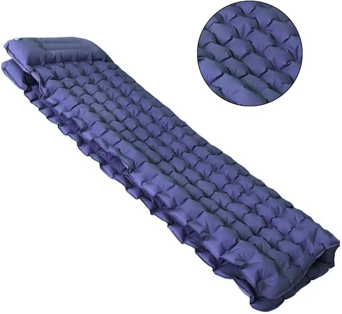 Double Sleeping Pad, Self-Inflating Sleeping Pad for Camping, Camping Sleeping Pad with Built-in Pump, 4" Extra Thickness Inflatable Sleeping Mat, Twin Air Mattress for Traveling (Blue)