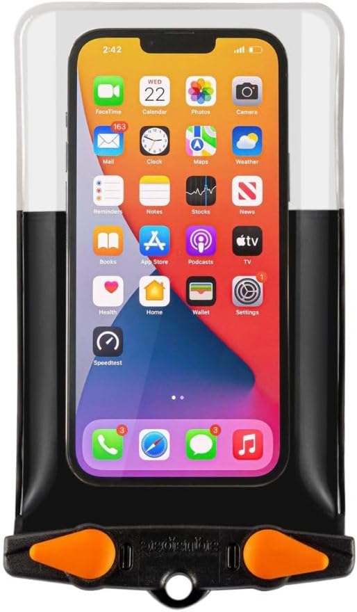 Aquapac Waterproof Phone Case, Medium, Grey, Lanyard, iPhone and Android, Made in The UK, Hiking, Mountain Biking, Running Accessory, Travel Essential, 5 Year Warranty. IPX8 Certified to 30 ft deep.