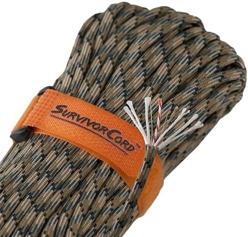 TITAN Survival Patented Paracord 550 - 25ft, 100ft, 500ft & Color Options - 620LB Strength Survival Paracord Military Spec with 3 Strands - Heavy Duty Hank Cord for Camping & Outdoors with Firestarter