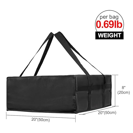 Bodaon Insulated Pizza Delivery Bag, 20" x 20" x 8" Pizza Warmer Bags for Carry Hot, Insulated Food Delivery Bag, Insulated Grocery Bags, Black, 1-Pack