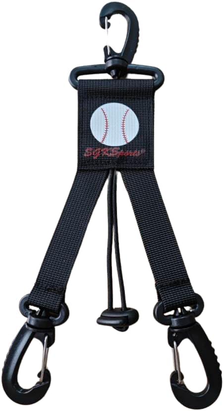 Baseball Softball Gear Hanger - 3 in 1 Dugout Organizer and Bat Holder with 2 Clips - Versatile Hiking and Camping Accessories