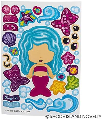 Adorable 24 Pack of Make-Your-Own Mermaid Sticker Sheets ~ Fun Craft Project for Children, Party Favors & Teacher Giveaways