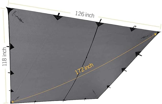 FREE SOLDIER Waterproof Portable Tarp Multifunctional Outdoor Camping Traveling Awning Backpacking Tarp for Shelter Rain (Gray 10×10.5ft)
