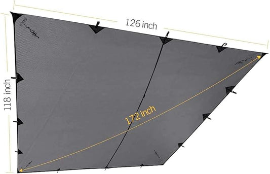 FREE SOLDIER Waterproof Portable Tarp Multifunctional Outdoor Camping Traveling Awning Backpacking Tarp for Shelter Rain (Gray 10×10.5ft)
