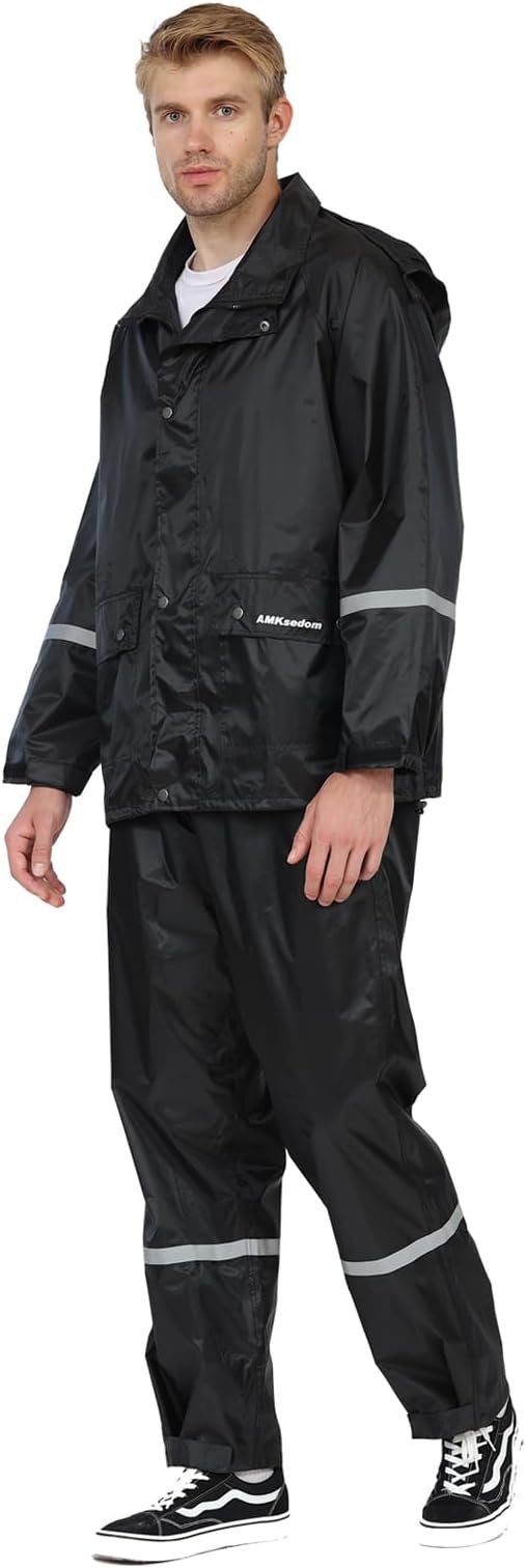 Classic Rain Suits for Men Waterproof Durable Rain Gear with Reflective Strip Rain Jacket Pants for Golf Camping