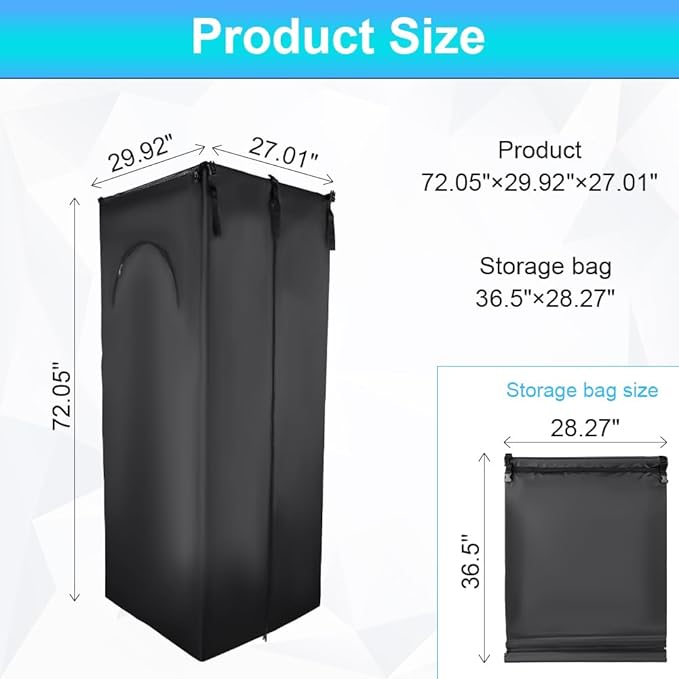 Pontoon Boat Privacy Tent Boats Curtain Adjustable Hanging Install Under Bimini Top 72" H 30" L 27" W Waterproof Portable Changing with Storage Bag