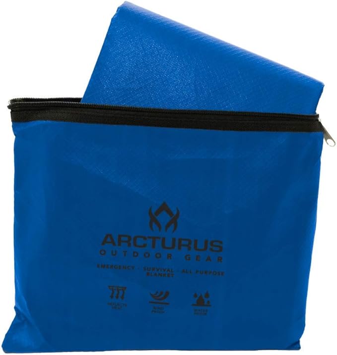 Arcturus Heavy Duty Survival Blanket – Insulated Thermal Reflective Tarp - 60" x 82". All-Weather, Reusable Emergency Blanket for Car or Camping (Blue)