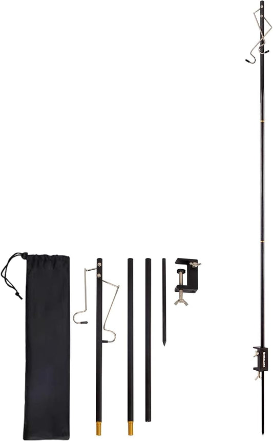 Camping Folding Lamp Pole, Lightweight Collapsible Aluminum Lantern Stand, Outdoor Portable Lamp Post Hanging Light Holder Stick for Picnic Hiking Fishing BBQ (Lantern Stand)