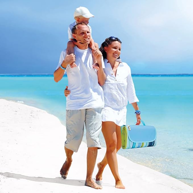 Extra Large Beach Blanket Outdoor Picnic Blankets, Light Foldable Waterproof Sand Free Picnic Mat Beach Mats for Family Festival BBQ Park Grass Lawn Camping Hiking Travel Concerts (BLUE 2, 80x80 in)