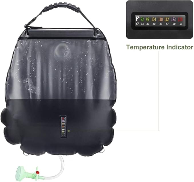 Solar Shower Bag | 5 Gal/20L Solar Heating Camping Shower Bag | Removable Hose | On-Off Switchable Shower Head | Ducha Portatil | Traveling Shower | Portable Shower for Beach Swimming, Hiking