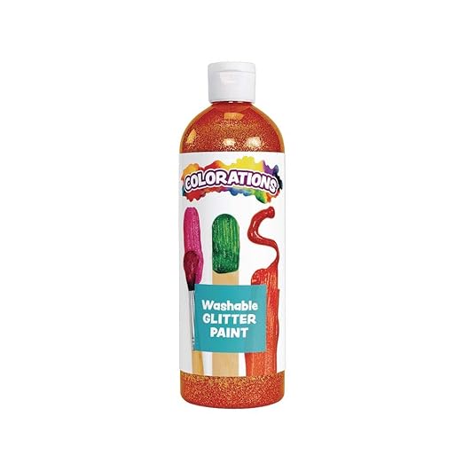 Colorations Washable Glitter Paint, 16 fl oz, Orange, Non Toxic, Vibrant, Bold, Kids Paint, Craft, Hobby, Fun, Art Supplies