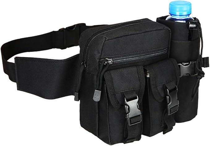 Tactical Waist Pack Bag Pouch Fanny Pack With Water Bottle Holder, SYIDINZN Outdoor Waterproof Waist Shoulder Bag for Cycling Camping Climbing Hiking Trekking Running Hunting Fishing Travel