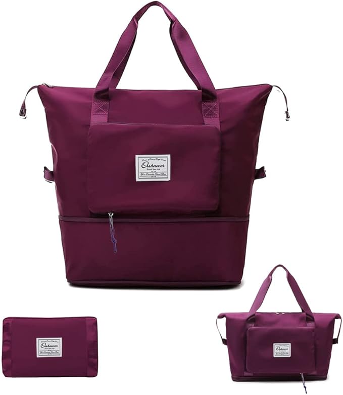 Large Capacity Foldable Travel Bag Expandable Portable Carry on Bag Dry&Wet Separation Sports Duffel Bags