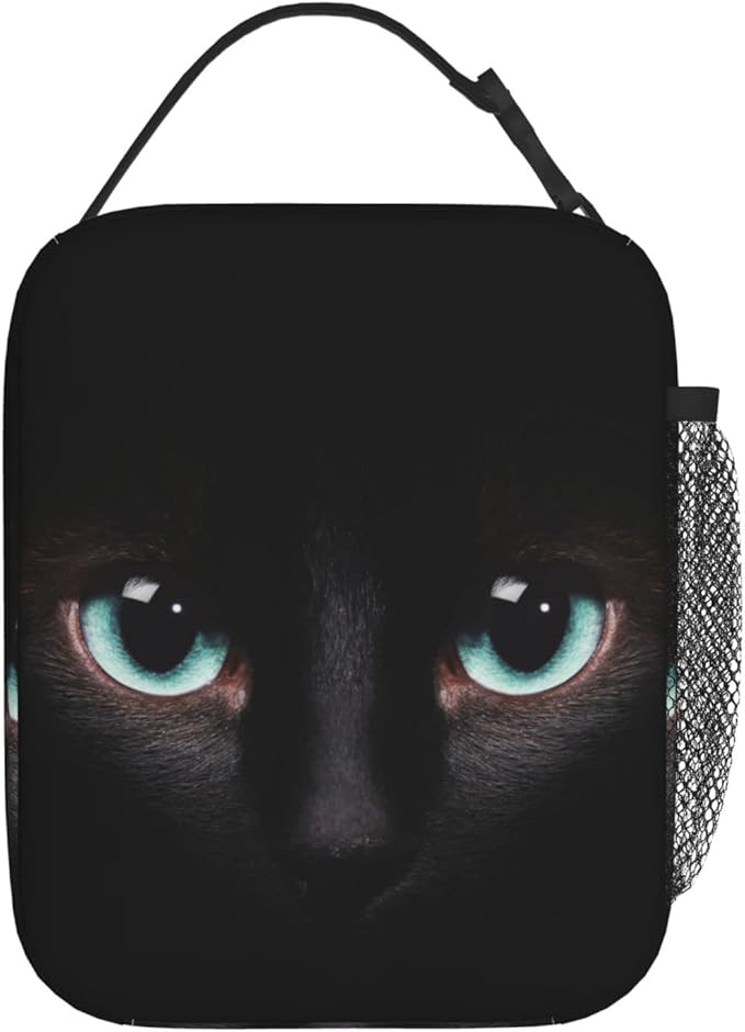 Black Cat Face Lunch Bag Reusable Insulated Lunch Box Thermal Cooler Tote For Boys Girls Teen School Men Women Travel Hiking Picnic