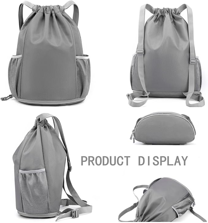 BLIRITEL Drawstring Backpack Sports Gym Bag, Multifunctional Soccer Backpack, Waterproof Soccer Bag for Men Women, String Basketball Bag Football Volleyball Backpack with Shoes Compartment (Rose)