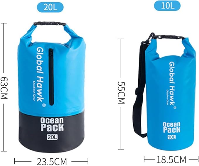 Waterproof Dry Bags: 10L, 20L Sizes - Ideal for Kayaking, Fishing, Rafting, and More! Adjustable Strap for Ultimate Convenience. Stay Dry While Adventuring (Green, 10L)