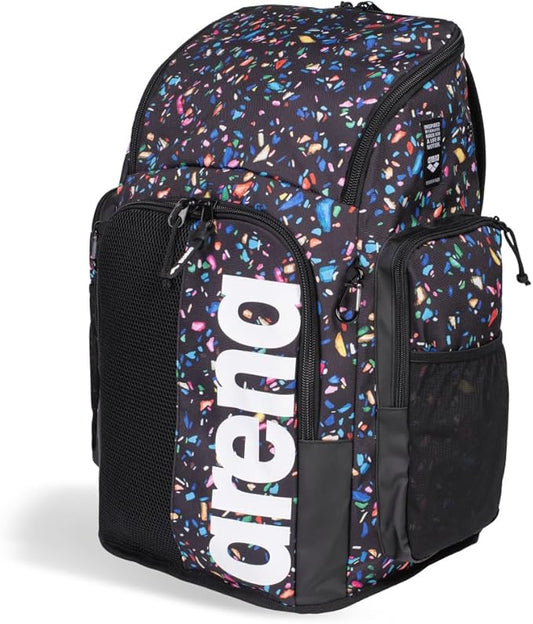ARENA Spiky III Backpack 45 Swimming Athlete Sports Gym Rucksack Large Training Gear Equipment Swim Bag for Men and Women, 45 Liters, Confetti Black