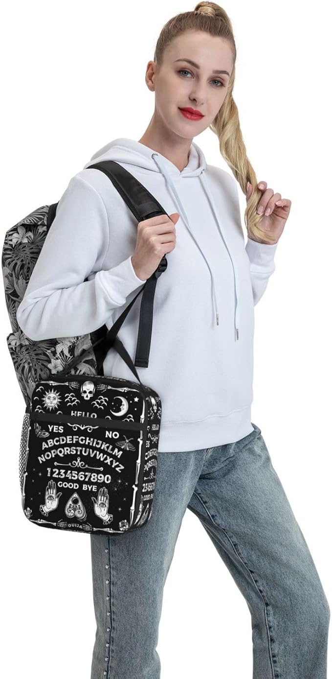 Ouija Board Skull Astrology Insulated Lunch Bag Reusable Cooler Lunch Box Portable Leakproof Thermal Container Tote Bags for Girls Boys School Travel
