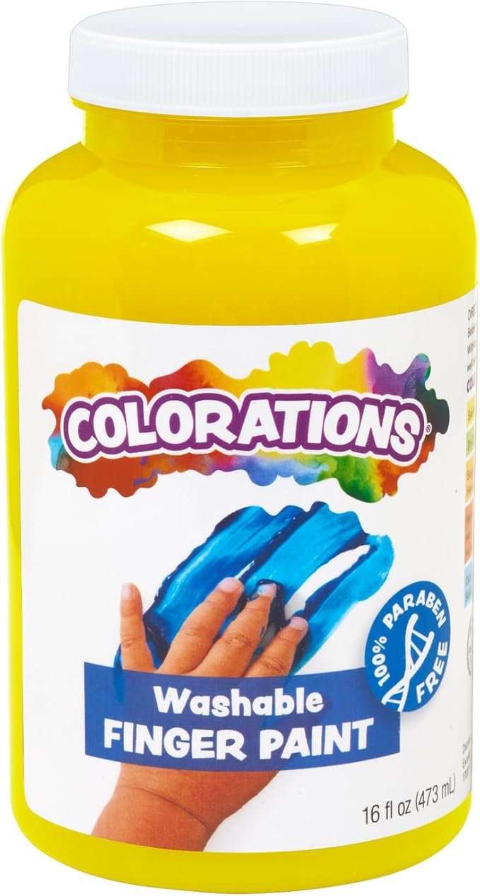 Colorations Washable Finger Paints, 16 fl oz, Yellow, Non-Toxic, Creamy, Vibrant, Kids Paint, Craft, Hobby, Fun, Art Supplies, Young kids, finger painting, hand painting