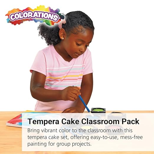 Colorations Individual Tempera Cake Classroom Pack Classroom Supplies for Arts and Crafts Multicolor Variety Pack, Model:TEMPAK, Blue,Green,Multicolor,Orange,Purple,Red, 36 Piece Set