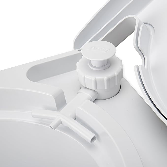 Camco RV Premium Travel Toilet - Features a 5.3-Gallon Detachable Holding Tank, Pump Flush Design & Spring-Loaded Latch (41544)