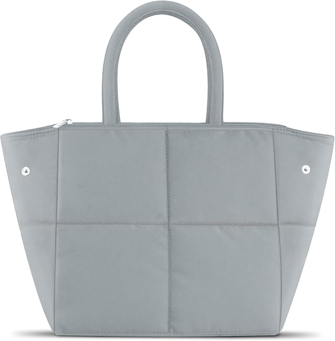 Coobiiya Lunch box for Women/Men/Adult, Thickened Quilted Puffer Lunch Box Lunch Bag Women, Small Leakproof Cute Lunch Tote Large Capacity Reusable Insulated Cooler Lunch Container for Work-Grey
