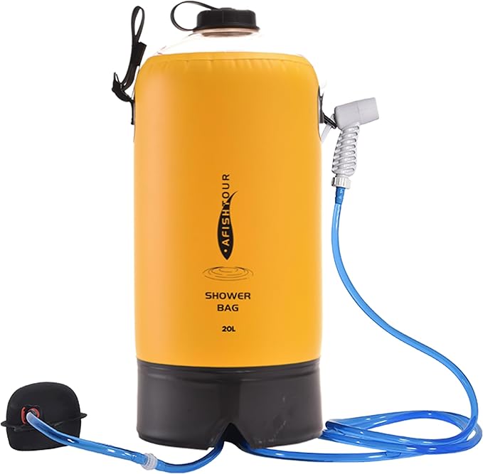 Portable Camping Shower Bag - 10L/2.2 Gallons 20/5 Gallons Solar Shower Water Bag with Foot Pump, Hose and Shower Head - Camp Shower for Camping, Beach, Travel, Outdoor Activities