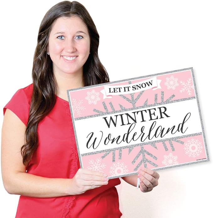 Big Dot of Happiness Pink Winter Wonderland - Paper Holiday Snowflake Birthday Party and Baby Shower Coloring Sheets - Activity Placemats - Set of 16