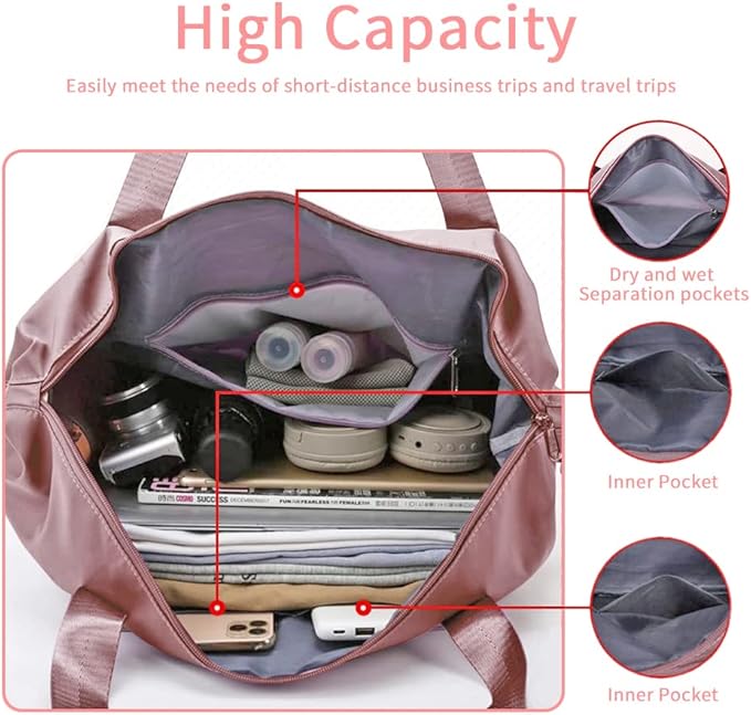 Large Capacity Foldable Travel Bag Expandable Portable Carry on Bag Dry&Wet Separation Sports Duffel Bags
