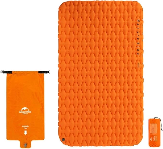 Naturehike Inflatable Double Camping Sleeping Pad, Ultralight Durable 2.55" Thickness Camping Mattress, Compact Air Mat for Hiking, Traveling, Backpacking&Outdoor (Orange)