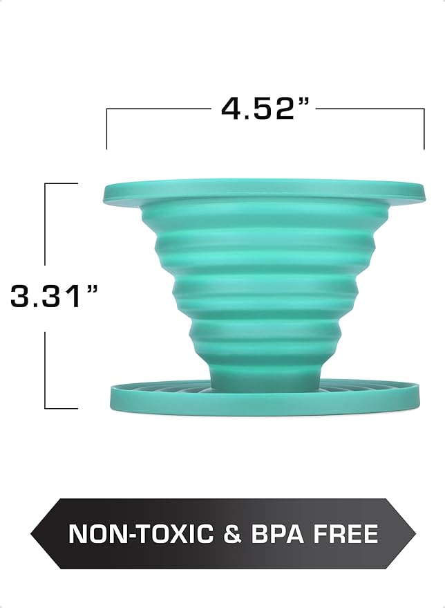 COLETTI Sierra Pour Over Coffee Dripper — Collapsible Pour Over Coffee Dripper — Includes Pack of Paper Filters [Teal, Pack of 1]