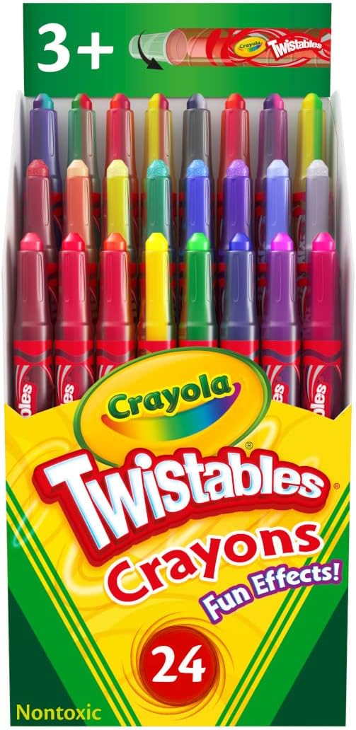 Crayola Twistables Crayons (24ct), Special Effects Crayons for Kids, No Sharpening Coloring Supplies, Less Mess, Gifts for Kids