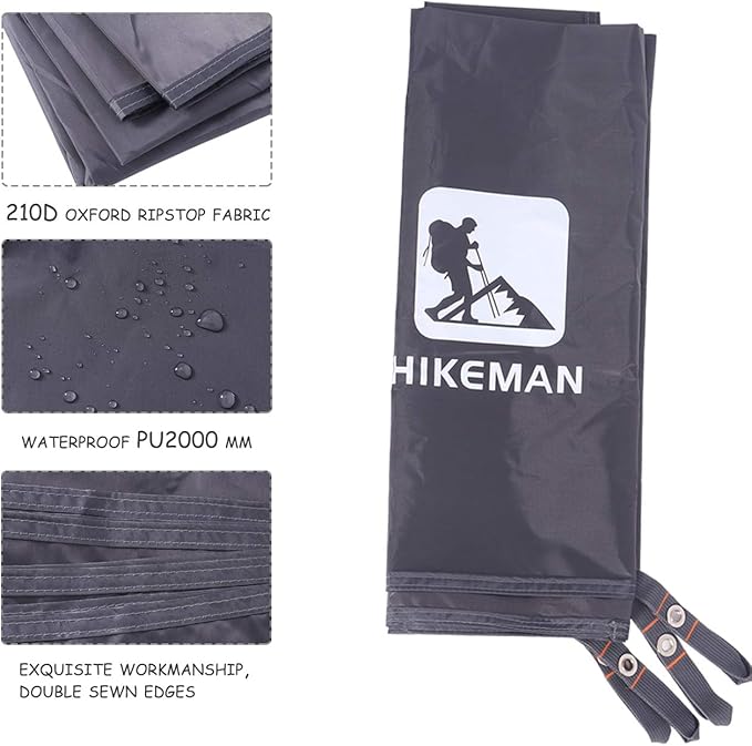 Hikeman Tent Footprint - Waterproof Camping Tarp, Heavy Duty Tent Floor Saver, Ultralight Ground Sheet Mat for Hiking, Backpacking, Hammock, Beach - Storage Bag Included(XXL-95”x83”)