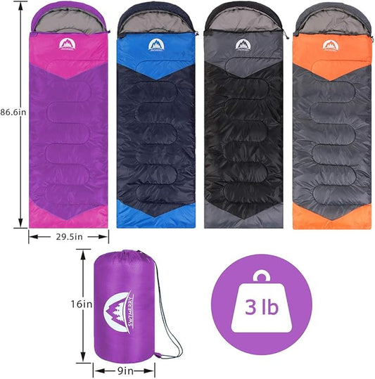 SWTMERRY Sleeping Bag 3 Seasons (Summer, Spring, Fall) Warm & Cool Weather - Lightweight,Waterproof Indoor & Outdoor Use for Kids, Teens & Adults for Hiking and Camping