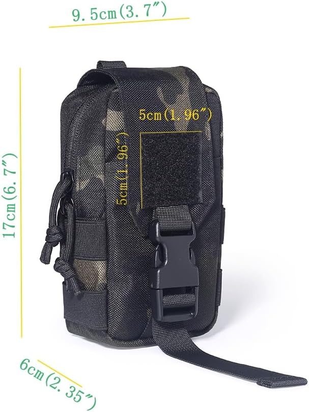 Tactical MOLLE Pouch - 1000D Nylon EDC Organizer, Compact Belt Pouch for Outdoor Gear, Hiking & Camping Accessories with Bonus Carabiner (Black)