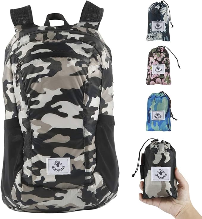 4Monster Hiking Daypack,Water Resistant Lightweight Packable Backpack for Travel Camping Outdoor