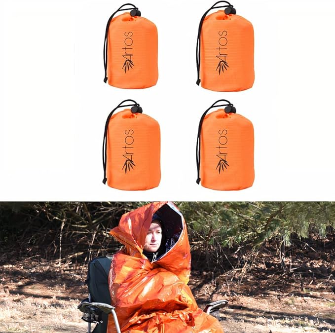 Artos Hooded Emergency Bivy Sack Survival Sleeping Bag| Thermal Blanket | Waterproof Breathable| for Camping, Hiking and Any Outdoor Activities.