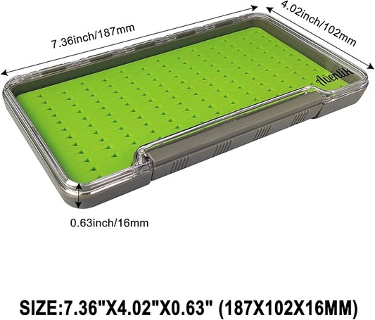 Aventik Fly Fishing Boxes Silicone Super Slim Fishing Storage Fishing Tackle Case Waterproof Best Pocket Sizes 7.36"X4.02"X0.63"/5.39"X3.74" X0.63'’(2pc-g048lb)