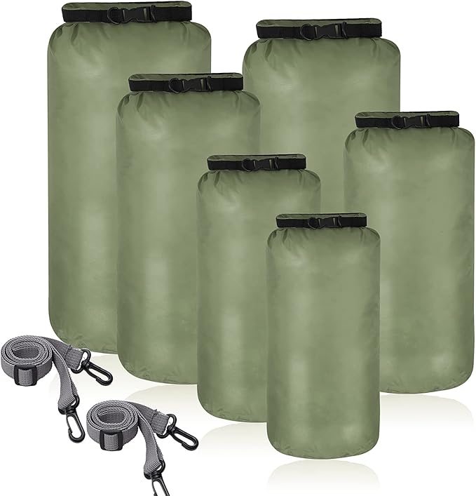 Shappy 6 Pcs Waterproof Dry Bag Set 6 Size Lightweight Sack and Long Adjustable Shoulder Strap 20/15/10/8/5/3l Outdoor Keep Gear Stuff Sack for Backpacking Boating Hiking Camping