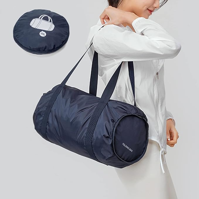 Small Gym Bag, Waterproof Overnight Weekender Bag with Capacity 25L Portable Shoulder Bag for Travel Sport Duffel Bag for Yoga Hiking Camping Trip (Navy)