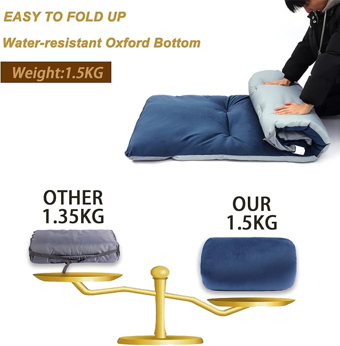 Gehannah Thick Camping Sleeping Pad, Soft Comfortable Microfiber Camping Cot Pads for Adults, Lightweight Foldable Sleeping mats for Traveling Hiking Backpacking Traveling